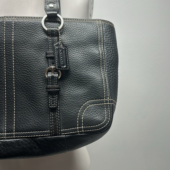 Coach Chelsea Purse Tote Handbag Pebbled Leather Black Silver Large Bag F12339 - Picture 3 of 9